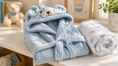 Детский халат с капюшоном после купания: как выбрать